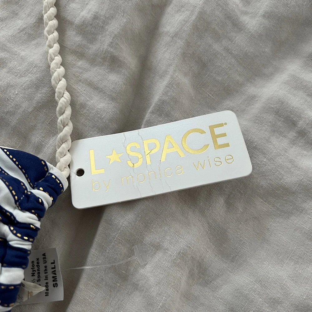 L*Space Striped Bikini Top with Rope NEW NWT